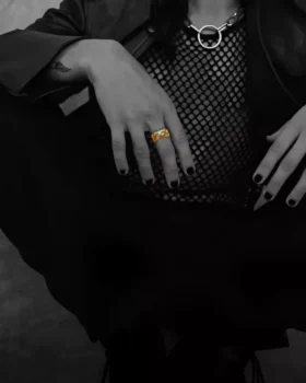 Anillo Double Floral de oro de 22 quilates con 5 diamantes