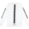 Camiseta de manga larga con corazón cromado blanco