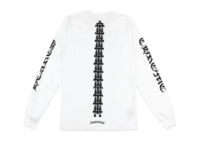 Camiseta de manga larga con corazón cromado blanco