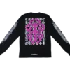 Camiseta de manga larga con diseño de Dagger rosa y tabla optométrica de Chrome Hearts