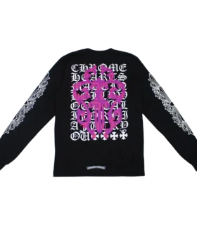 Camiseta de manga larga con diseño de Dagger rosa y tabla optométrica de Chrome Hearts