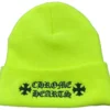 Gorro con el logotipo de Chrome Hearts en amarillo neón Gorro con el logotipo de Chrome Hearts en amarillo neón