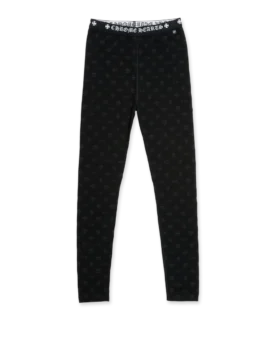 Leggings negros de algodón de Chrome Hearts con estampado multilogo gris