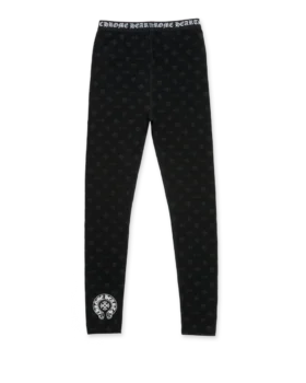 Leggings negros de algodón de Chrome Hearts con estampado multilogo gris