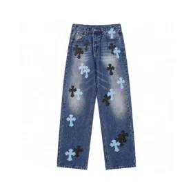 Pantalones vaqueros Chrome Hearts con Cross Patch en negro y cian