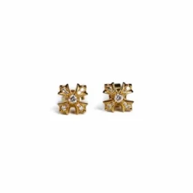Pendientes de botón CH Plus en oro de 22 quilates y diamantes