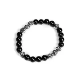 Pulseras de cuentas de ónix de 8 mm (8 cuentas de plata) Pulseras de cuentas de ónix de 8 mm (8 cuentas de plata)