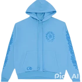 Sudadera con capucha Chrome Hearts Sanskrit azul Sudadera con capucha Chrome Hearts Sanskrit azul