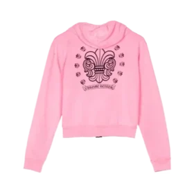Sudadera con capucha rosa con cremallera para chica de Chrome Hearts