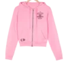 Sudadera con capucha rosa con cremallera para chica de Chrome Hearts Sudadera con capucha rosa con cremallera para chica de Chrome Hearts
