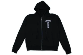 Sudadera con capucha y cremallera con logotipo floral de Chrome Hearts, color negro, talla L Sudadera con capucha y cremallera con logotipo floral de Chrome Hearts, color negro, talla L