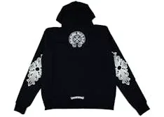 Sudadera con capucha y cremallera con logotipo floral de Chrome Hearts, color negro, talla L Sudadera con capucha y cremallera con logotipo floral de Chrome Hearts, color negro, talla L