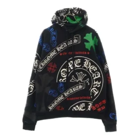 Sudaderas con capucha negras de peso pesado con estampado de Chrome Hearts