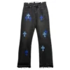 Vaqueros Chrome Hearts con cruz en negro y azul