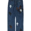 Vaqueros Chrome Hearts Fleur con Cross Patch en la rodilla Vaqueros Chrome Hearts Fleur con Cross Patch en la rodilla