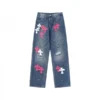 Vaqueros con Cross Patch de cruz rugosa de Chrome Hearts Vaqueros con Cross Patch de cruz rugosa de Chrome Hearts