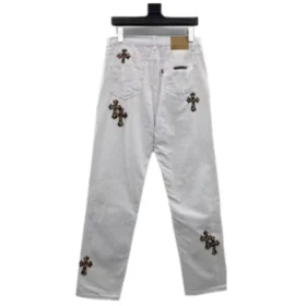 Vaqueros con cruz de Chrome Hearts en blanco y leopardo