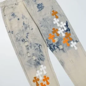 Vaqueros de denim teñidos con la técnica tie-dye de Chrome Hearts St Barth
